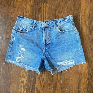 Topshop moto Ashley distressed denim shorts